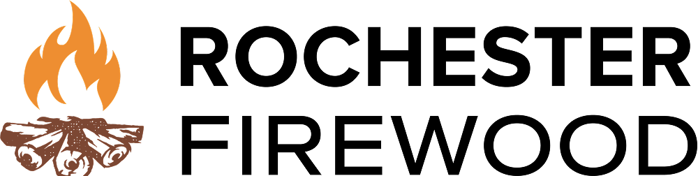 Rochester Firewood company logo with fire and logs